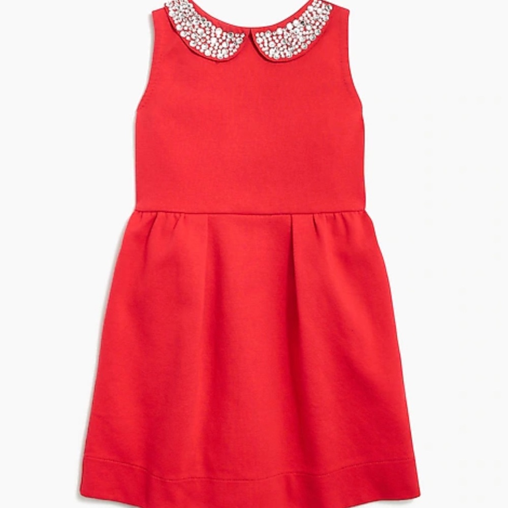 J.Crew Crewcuts Red Jeweled Collar Ponte Dress Size 10